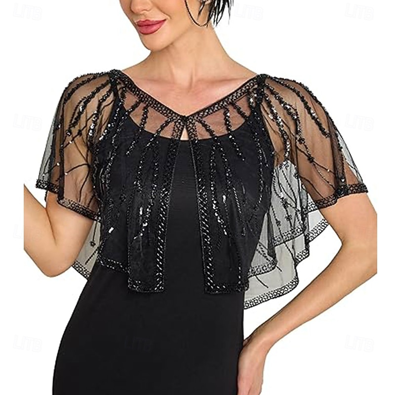 Women's 1920s Shawl Wraps Sequin Flapper Evening Shawls for women Gatsby Accessories for Harlem Night