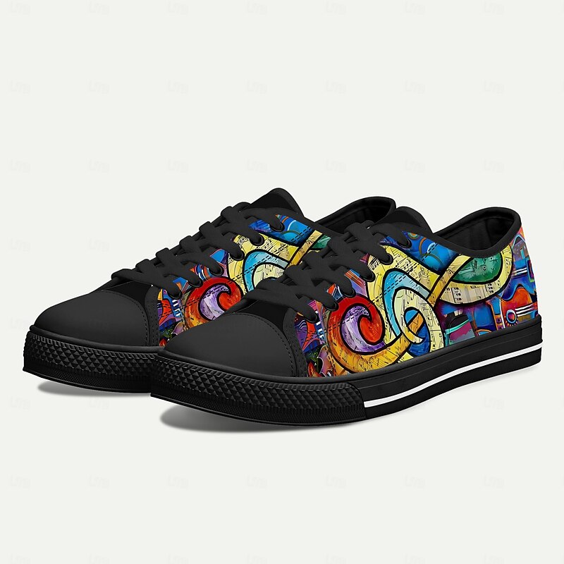 Men's Colorful Abstract Print Canvas Sneakers – Lightweight Casual Lace-Up Shoes for Streetwear, Travel and Weekend Outings3