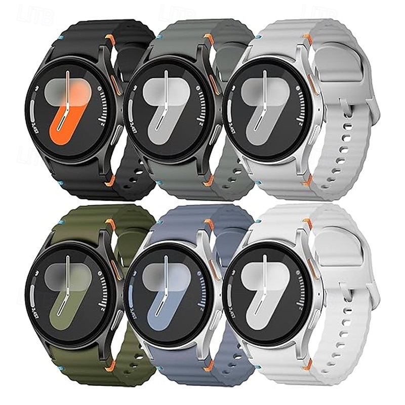 6 Pack Watch Band for Samsung Galaxy Watch 7/6/5/4  40/44mm, Watch 5 Pro 45mm, Watch 6 Classic 43/47mm, Watch 4 Classic 42/46mm Silicone Replacement  Strap Cute Sport Band Wristband3