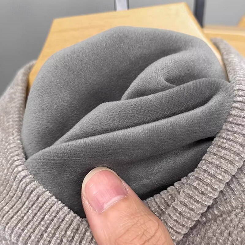 Men's Pullover Sweater Jumper Knit Sweater Ribbed Knit Regular Tops Knitted Fleece Plain Crew Neck Fashion Basic Vacation Daily Wear Clothing Apparel Fall Winter Black Dark Gray M L XL3