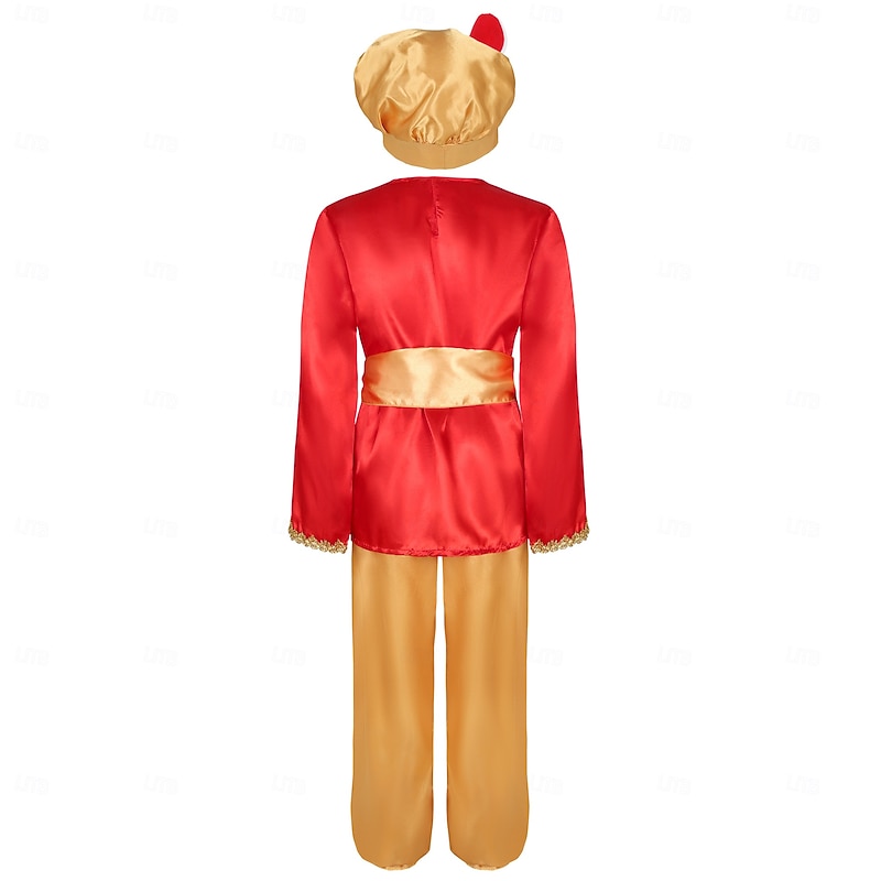 Fairy Tale Arabian Nights Prince Aladdin Cosplay Costume Outfits Storybook Characters Traditional Movie Cosplay for Boys' Kid's Halloween Carnival World Book Day Performance Educational Dress Up4