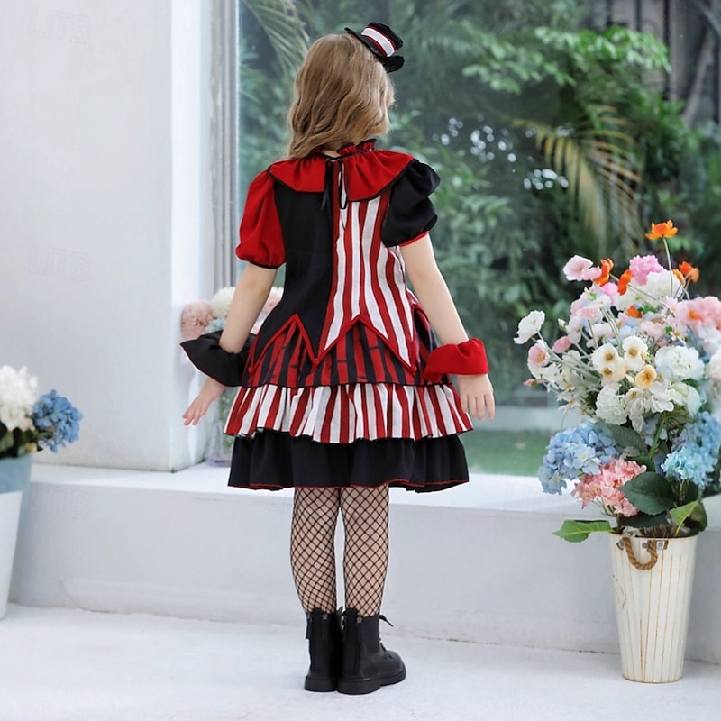 Circus Clown Halloween Dress Costume Cute Punk & Gothic Horror Kid's Girls' Halloween Carnival Performance Party Easy Halloween Costumes Dress Up2