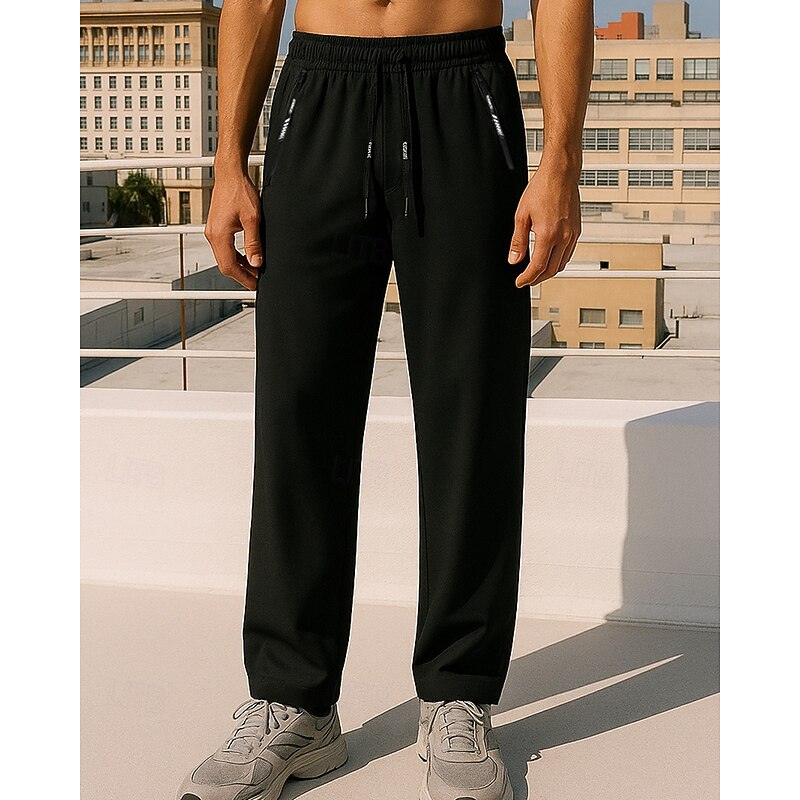 Men's Sweatpants Wide Leg Pants Track Pants Pocket Drawstring High Waist Bottoms Athleisure Gym Workout Fall Quick Dry Breathable Gym Workout Outdoor Running Slim Fit Sportswear Activewear Solid