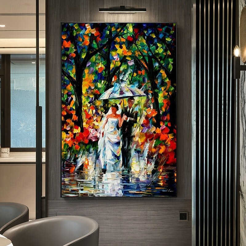 Rainy Lovers Abstract Handpainted Oil Painting Large Contemporary Wedding Home Decoration Pieces Unframed Hot Sale