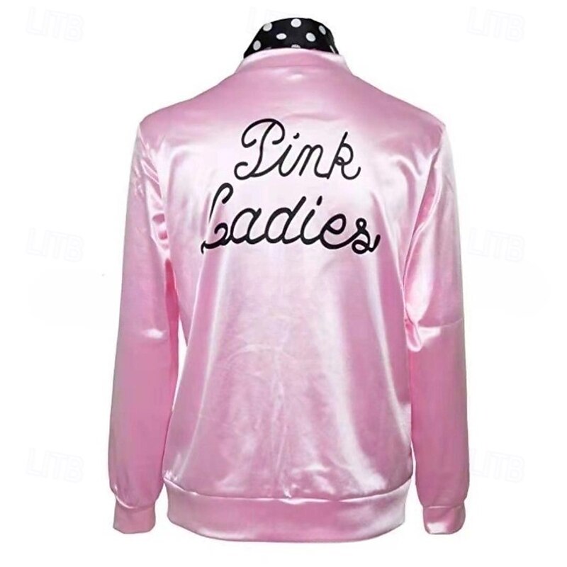 Retro Vintage 1950s Coat Cosplay Costume Grease Outfits Jacket Baseball Jacket Women's Costume Vintage Cosplay Performance Carnival Masquerade Long Sleeve Scarf Halloween3