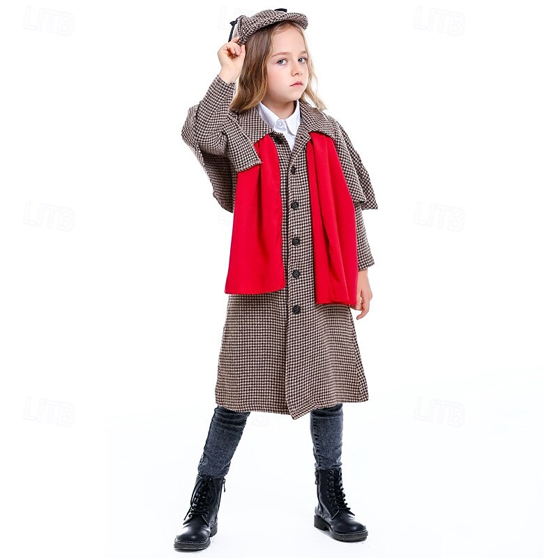 Fairy Tale Detective Cosplay Costume Outfits Storybook Characters Cosplay Movie Cosplay for Boys' Girls' Kid's Halloween Carnival World Book Day Performance Educational Dress Up School Event Dress Up4