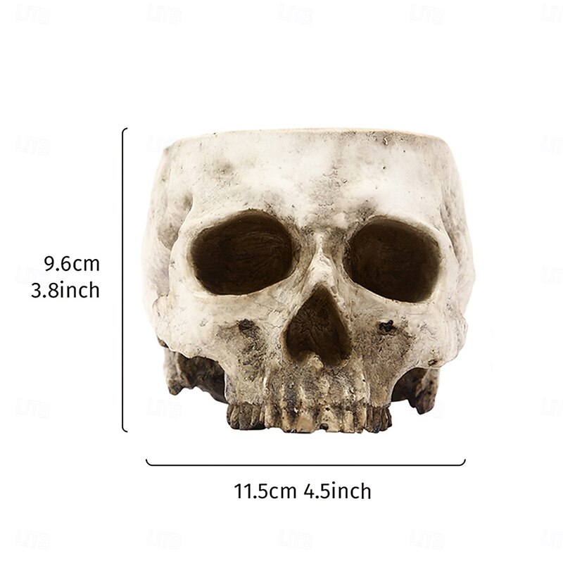 Halloween Gothic Skull Planter, Resin Sculpture Horror Art Flower Pot for Garden, Patio, or Halloween Party Decor, Creative Succulent Pot for Spooky Holiday Celebrations2