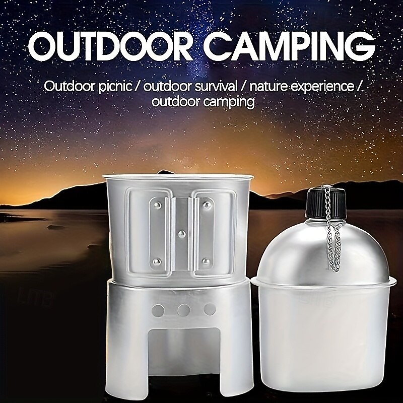 Aluminum Water Canteen Cup Bag Set Portable Canteen for Outdoor Camping Survival Nature Experience Hiking and Backpacking Equipment Only for Cooking4