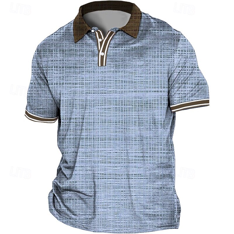 Men's Plus Size Polo Shirt Big and Tall Plaid Turndown Print Short Sleeve Spring & Summer Sports Fashion Streetwear Designer Outdoor Street Tops2