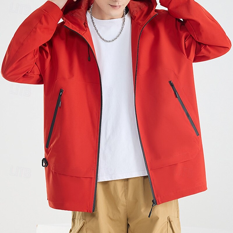 Men's Softshell Jacket Hiking Jacket Outdoor Waterproof Windproof Hiking Outfits Hiking Clothes Spring Autumn / Fall Top Camping / Hiking / Caving Running Solid Color Dark Grey Black Red4