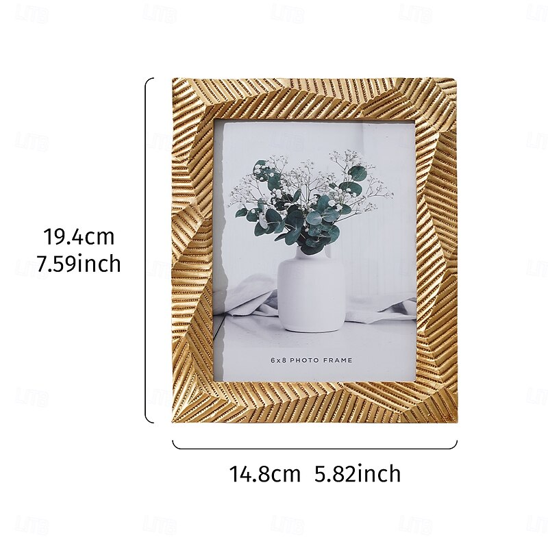 Gold Resin Photo Frame for Tabletop Display, Vertical and Horizontal Picture Frame for Bedroom, Office, Living Room, Warm Holiday Home Decor for Desk and Shelf2