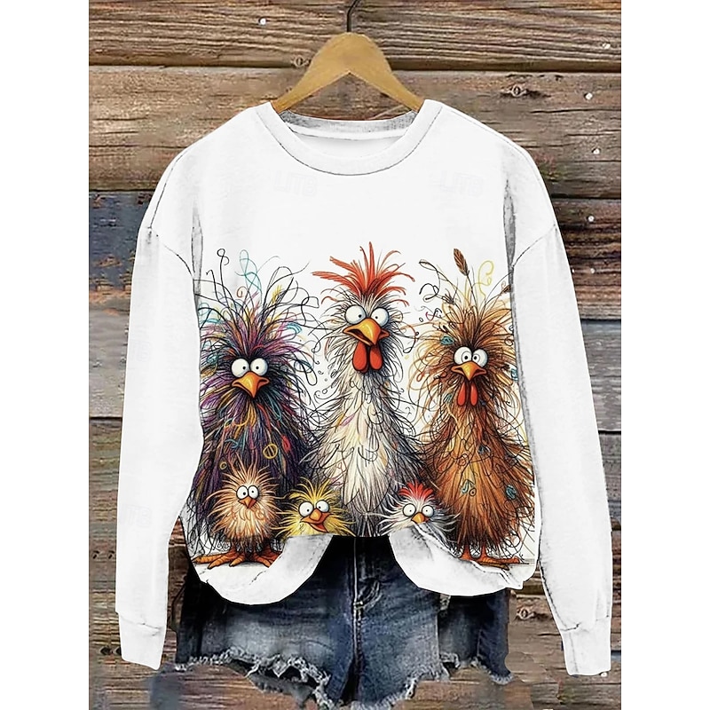 Halloween Women's Pullover Sweatshirt Graphic Animal Fashion Casual Long Sleeve Crew Neck Regular Tops Street Dailywear Casual Print White Orange Fall Winter3