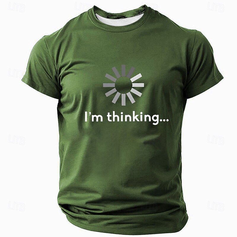 Men's Short Sleeve T-Shirt with 'I'm Thinking...' Loading Icon Funny Tech Humor Graphic Design2