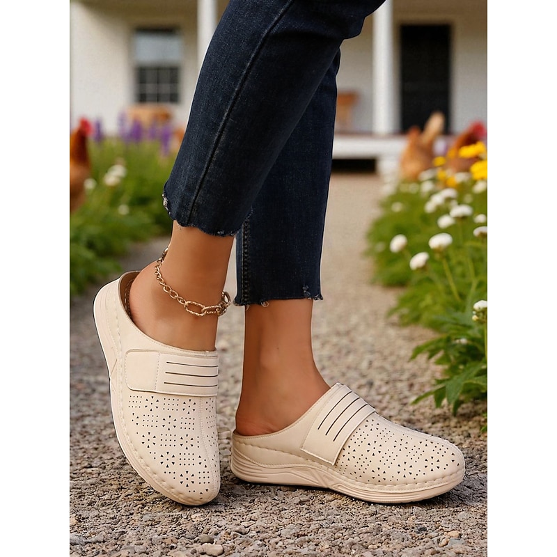 Women's Lightweight Perforated Mules – Breathable Slip-On Shoes for Walking, Travel and Daily Wear3