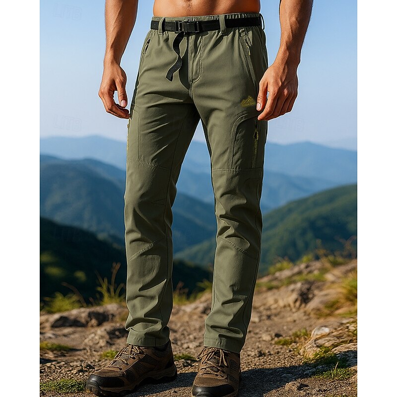 Men's Hiking Pants Trousers Hiking Trousers Hiking Rain Pants Outdoor Regular Fit Waterproof Windproof Lightweight Bottoms Pocket Black Army Green Camping / Hiking Running S M L XL XXL4