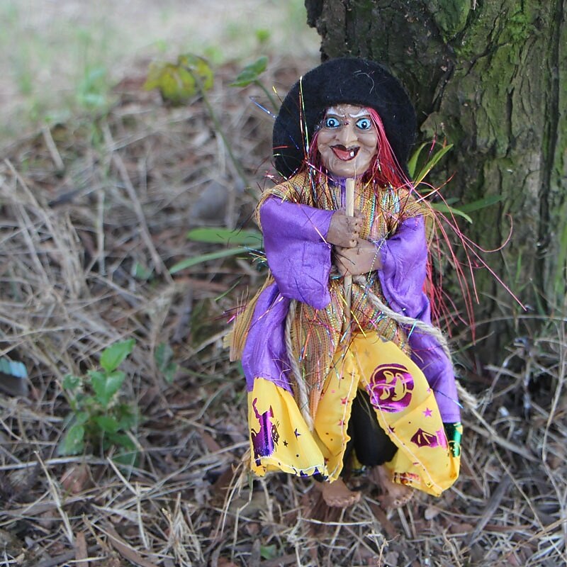 Halloween Witch Dolls Decoration Accessories Scary Figurines Prop Craft Ornaments Hanging Ghost Pendant for Garden Haunted House Bars Party Decor2