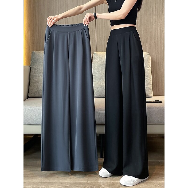 New style high-waisted casual wide-leg pants with a drapey feel - perfect for summer available in plus sizes lightweight and versatile.3