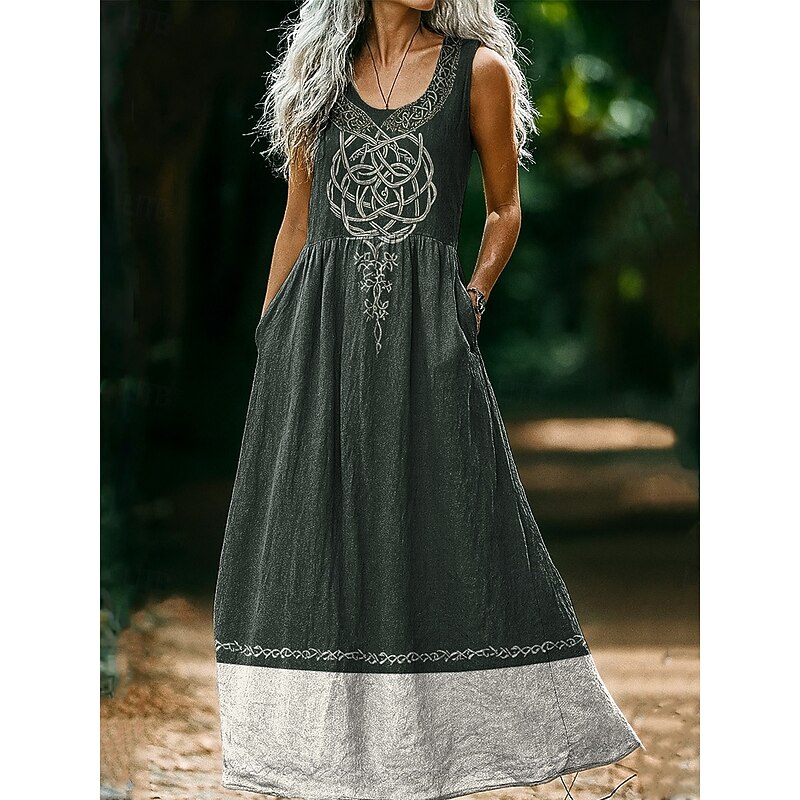 Women's Tree of Life Dress Sundress A Line Dress Slip Dress Pleated Dress Vacation Casual Boho Daily Holiday Beach Loose Fit Graphic Sleeveless U Neck Blue Purple Gray Summer Spring2