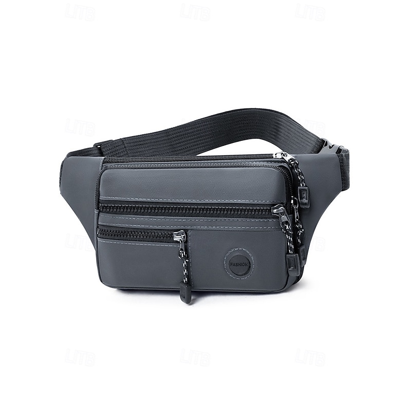 Men's Water-Repellent Nylon Waist Bag – Multi-Pocket Casual Crossbody Fanny Pack for Outdoor Travel, Hiking and Daily Use3