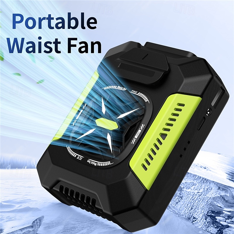 Waist hanging fan for outdoor construction site camping special high wind power portable mobile USB power bank clip waist fan2