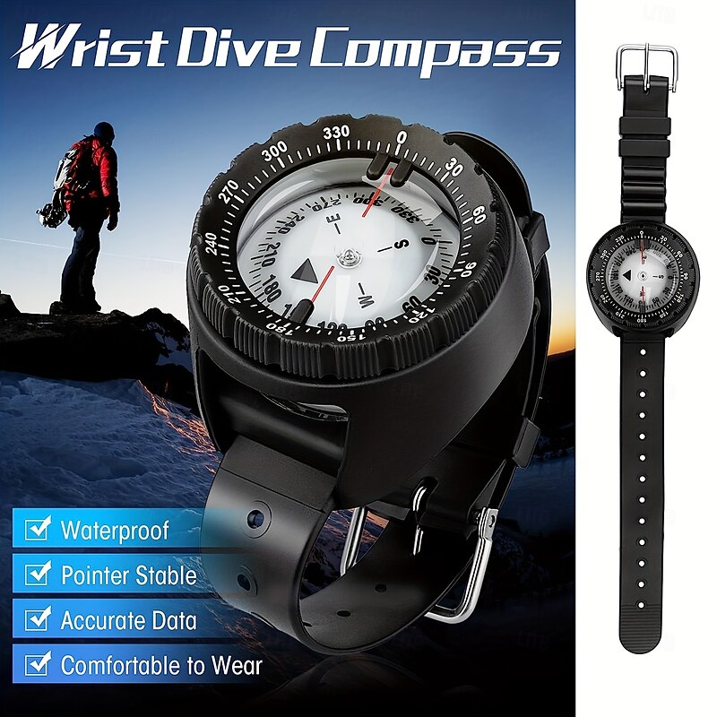 Compass, Professional Waterproof Wrist Compass With TPU Band, Luminous Compass For Outdoor Diving, Sailing, Hiking, Survival Emergency3