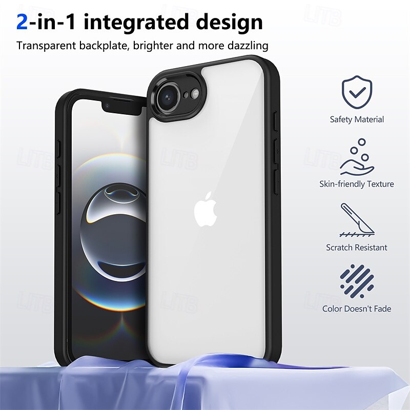 Phone Case For iPhone 16 15 14 Pro Max Plus 16e 13 Pro Max Back Cover Translucent Shockproof PC3