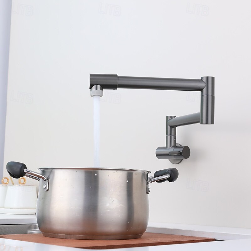 Kitchen faucet - Single Handle One Hole Nickel Brushed / Stainless Steel Standard Spout / Pot Filler Wall Mounted Modern Contemporary Kitchen Taps2