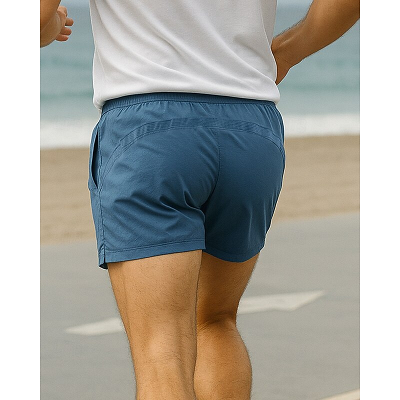 Men's Running Shorts Workout Shorts Pocket Drawstring Bottoms Athleisure Gym Workout Quick Dry Breathable Gym Workout Outdoor Athletic Regular Fit Sportswear Activewear Solid Colored Blue Dark Gray3