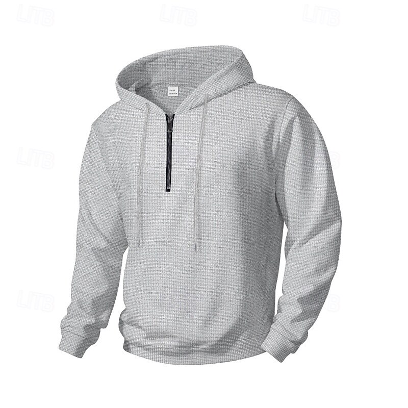 Men's Hoodie Quarter Zip Hoodie Black White Blue Khaki Gray Hooded Plain Pocket Sports & Outdoor Casual Daily Streetwear Cool Designer Spring &  Fall Clothing Apparel Hoodies Sweatshirts