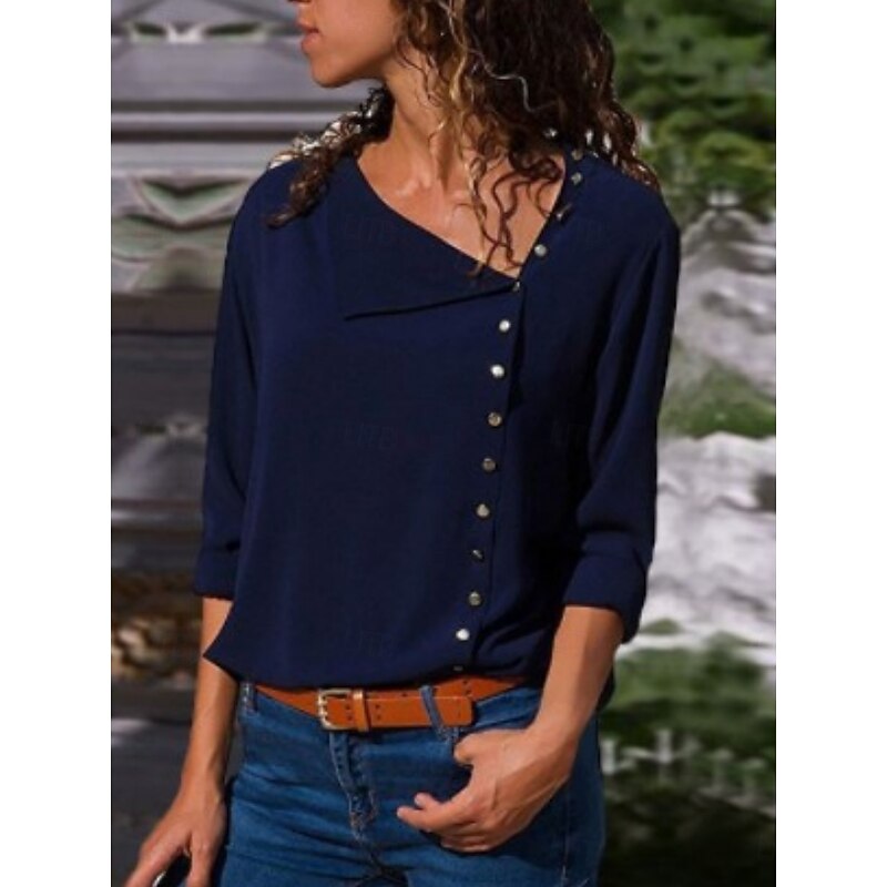 Women's Shirt Solid Color Stylish Casual Long Sleeve Shirt Collar Regular Tops Daily Buttons Black White Yellow Pink Summer Spring2