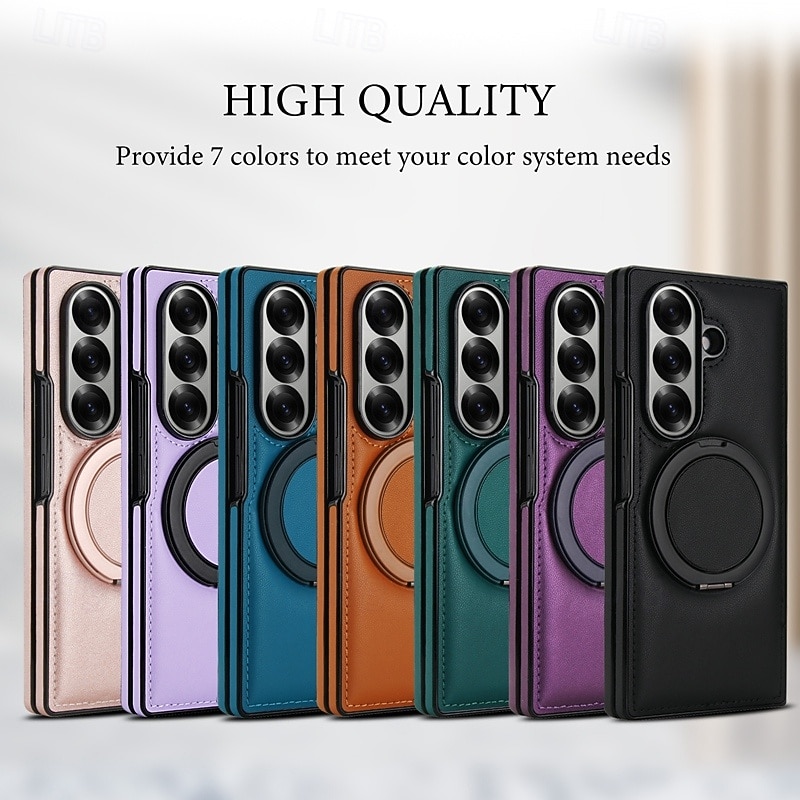 Phone Case For Samsung Galaxy Z Fold 7 Z Fold 6 Z Fold 5 Z Fold 4 Z Fold 3 Wallet Case Support Wireless Charging Kickstand Shockproof Retro TPU PU Leather