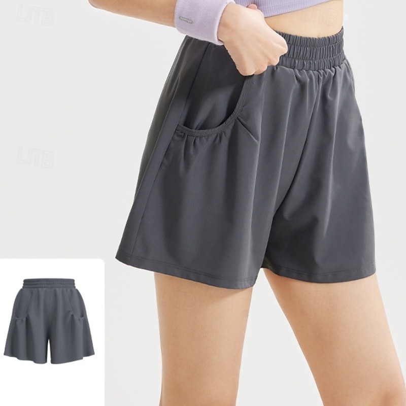 Women's Solid Colored Running Shorts Tennis Shorts 1 PC Short Pant Sporty Wide Waistband Reduces Chafing Stretchy Fitness Professional Tennis Running Fitness Shorts Black Purple Khaki Spandex Tennis4