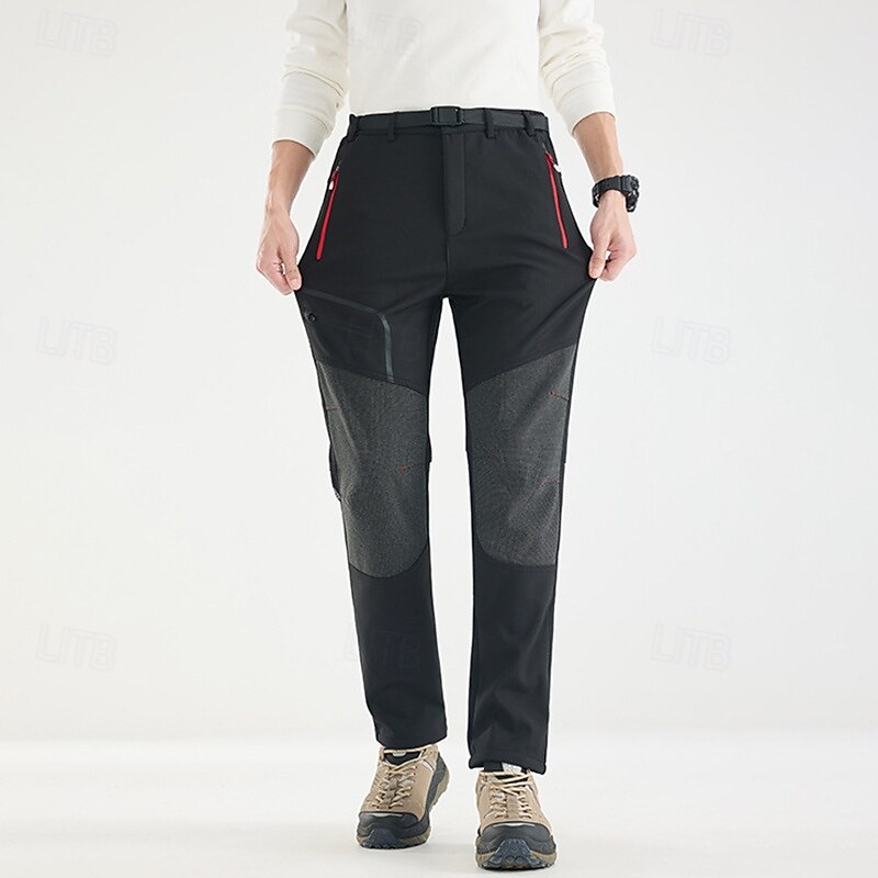 Men's Cargo Pants Hiking Pants Trousers Hiking Rain Pants Fleece Pants Winter Outdoor Regular Fit Waterproof Windproof Bottoms Pocket Black Army Green Camping / Hiking Running M L XL XXL XXXL4