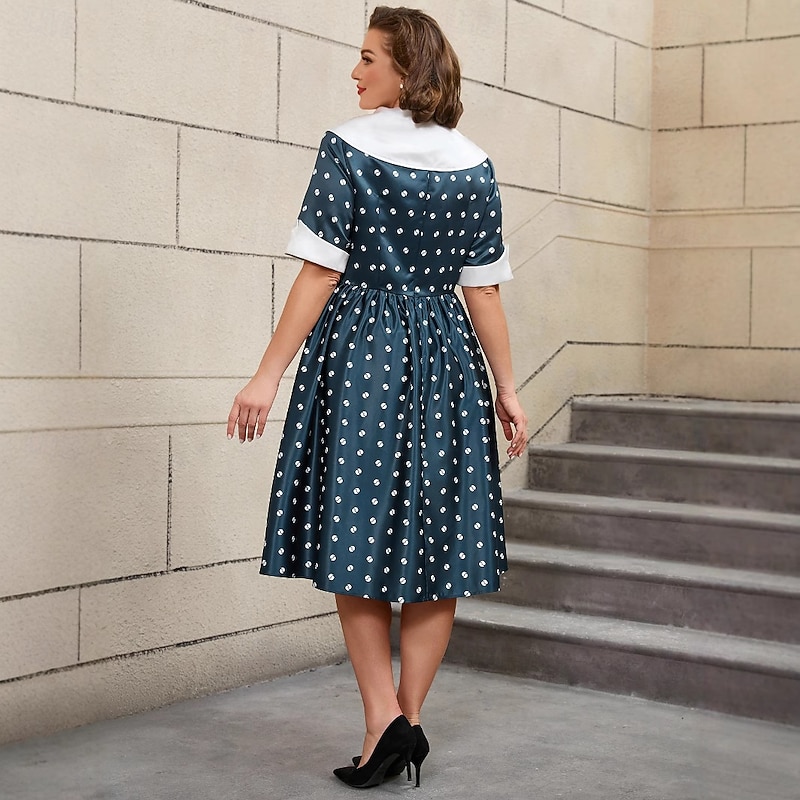 Retro Vintage 1950s Rockabilly Midi A-Line Dress Flare Dress Plus Size Polka Dot A-Line Fancy Dress Women's Vacation Party & Evening Retro Theme Party Adults Dress Spring & Summer4