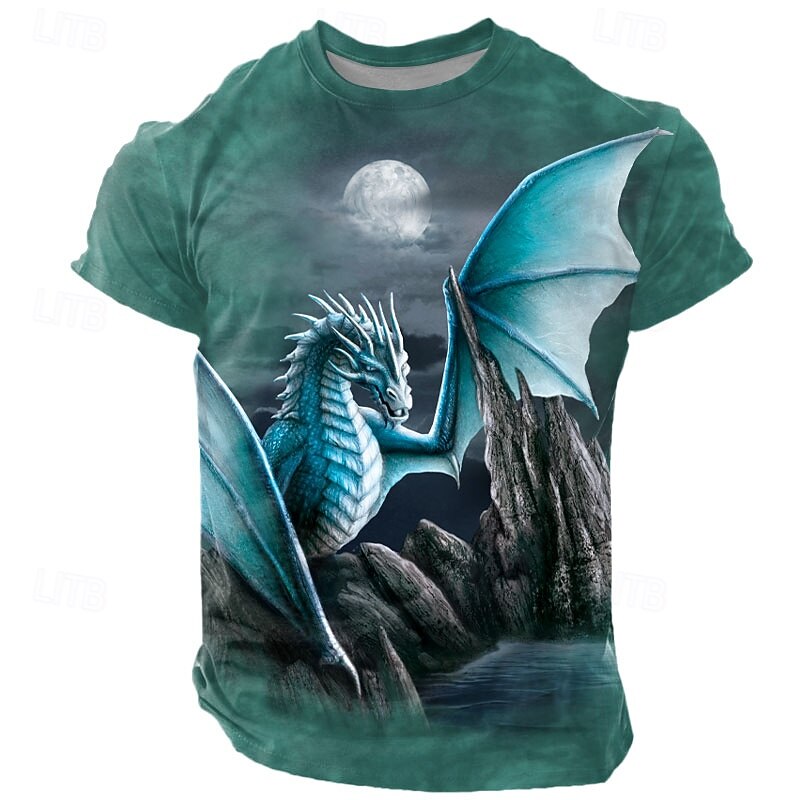 Halloween Men's Sarah Richter Dragon Devil T Shirt Short Sleeve T shirt 3D Print Crew Neck Shirt Exaggerated Designer Artistic Street Casual Daily Lake Blue Black Blue Summer Spring Clothing2