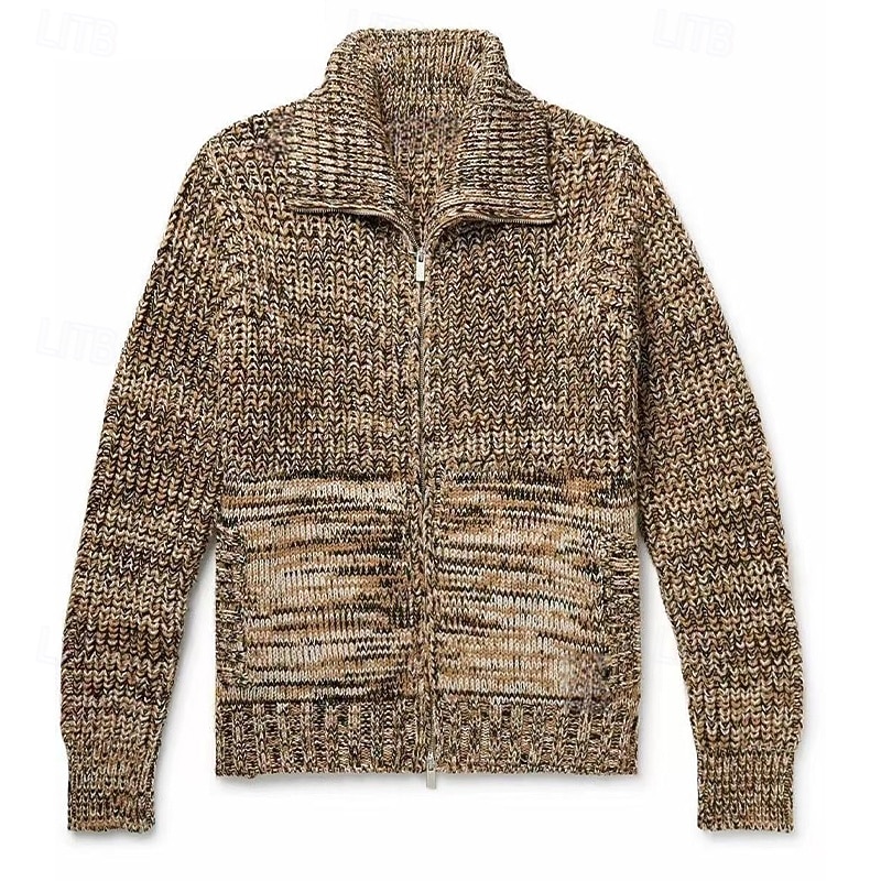 Men's Sweater Cardigan Sweater Ribbed Knit Regular Tops Knitted Plain Fold-over Collar Vacation Fashion Casual Daily Wear Clothing Apparel Spring &  Fall Black Red M L XL