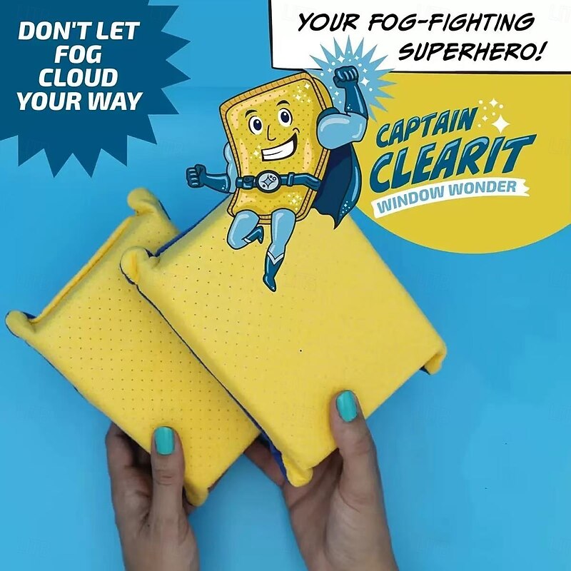 5PCS Captain Clear Window Miracle Sponges, Large Super Absorbent Anti-Fog Cleaning Pads for Car Mirrors, Glass, and Windows, Streak-Free Indoor Outdoor Use, Easy-Clean Water Absorbing Sponge4