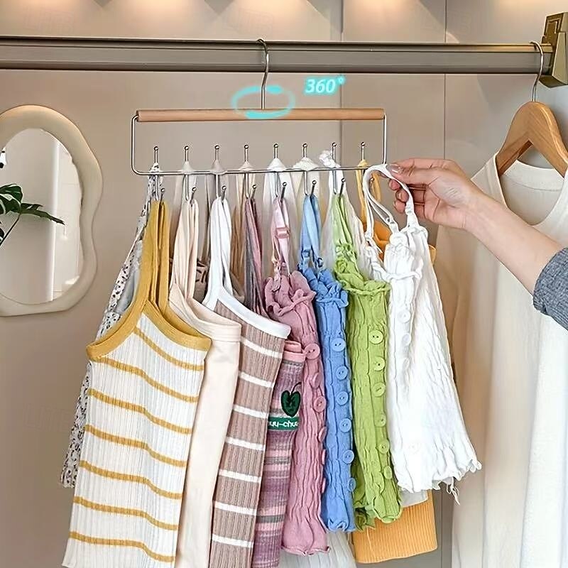 Multi-Functional Wooden Hanger with Hooks, Storage Rack for Hats, Underwear, Tank Tops, Ideal for Home, Dorm, Closet, and Clothing Stores3