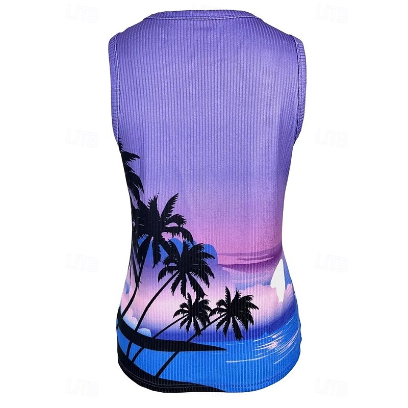 Women's Camisole Tank Top Floral Graphic Leaf Bohemia Vintage Stylish Sleeveless V Neck Regular Tops Daily Print Purple Summer Spring2