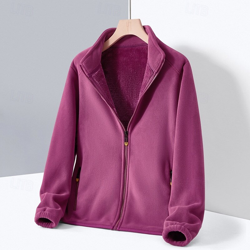 Women's Hiking Jacket Fleece Jacket Thermal Jacket Winter Outdoor Thermal Warm Top White Pink Dark Purple Purple3
