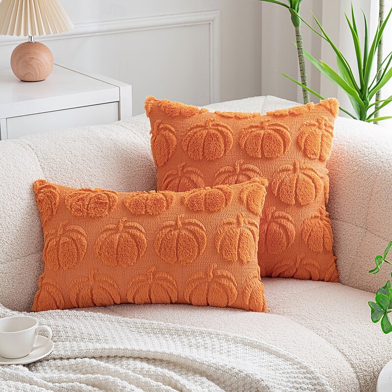 1 pcs Halloween Toss Pillow Cover, Thanksgiving Pumpkin Boho Casual Square Zipper Traditional Classic2