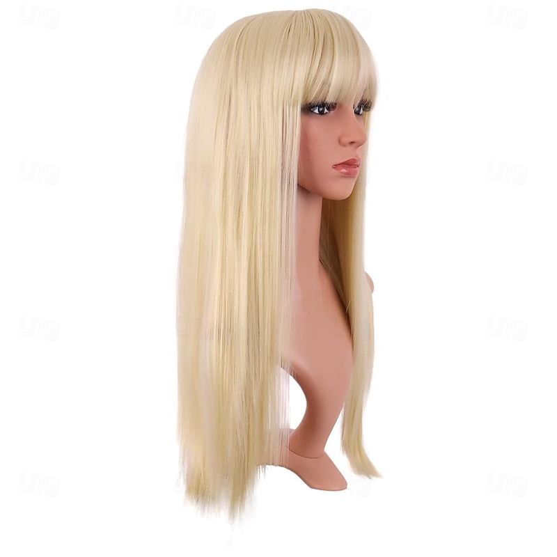 24 Inch/60 cm Long Straight Synthetic Hair Heat Resistant Halloween Cosplay Party Wigs3