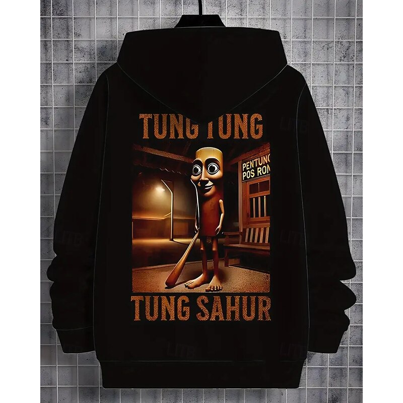 Boys' 3D Cartoon Tung Tung Graphic Hoodie Long Sleeve Spring Fall Fashion Streetwear Kids 4-12 Years Hooded Outdoor Casual Daily Regular Fit2