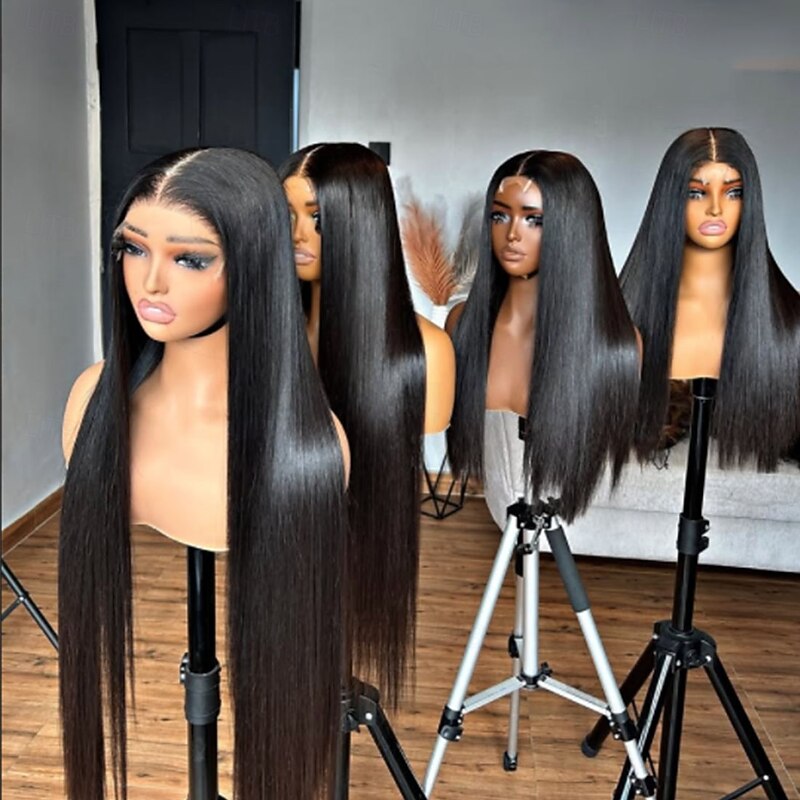 Unprocessed Virgin Hair 5x5 Closure 13x4 Lace Front Wig Middle Part Vietnamese Hair Straight Black Wig 130% 150% Density with Baby Hair 100% Virgin Glueless Pre-Plucked For Women Long Human Hair Lace4