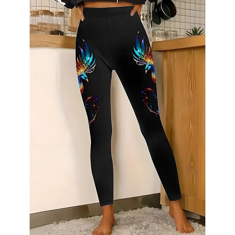 Women's Leggings Vacation Vintage Fashion Ankle-Length High Waist Graphic Animal Printing Soft Breathable Stretchy Outdoor Vacation Street Orange red Robin's Egg Blue Rainbow Spring Slim Fit2