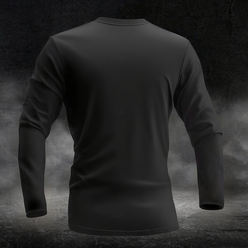 Men's Graphic Marble pattern Henley Shirt Long Sleeve Fashion Cute Daily Casual Holiday Going out Spring &  Fall All Seasons Black Henley Henley T-Shirt2