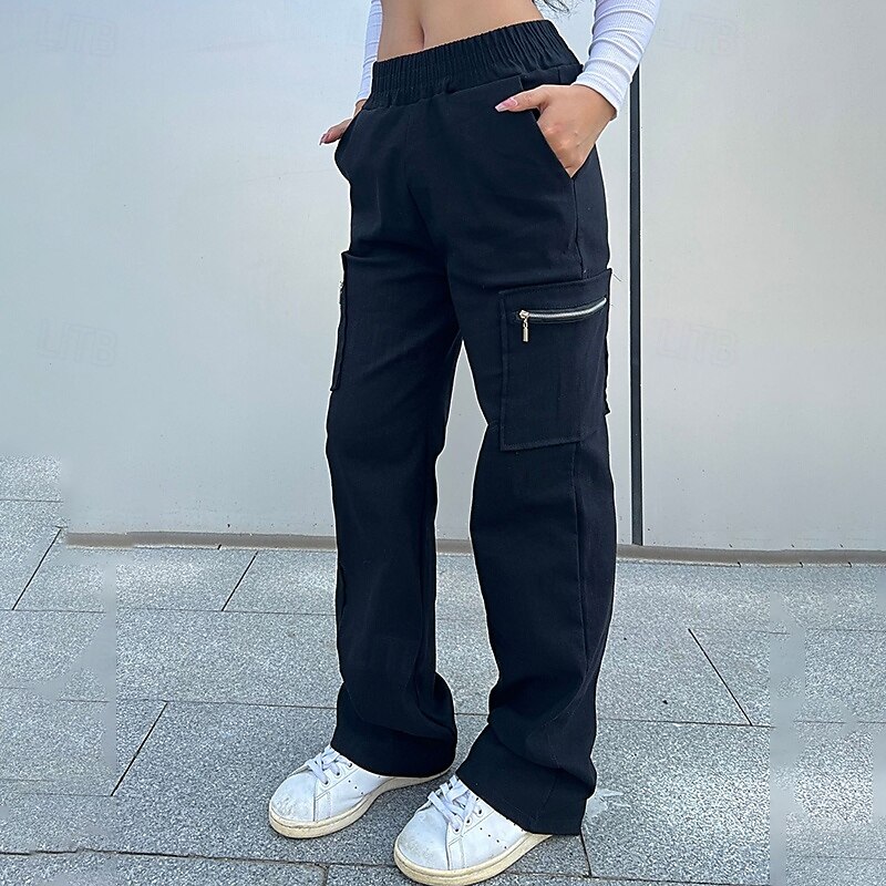 Women's Cargo Pants Hiking Pants Trousers Summer Outdoor Regular Fit Waterproof Bottoms Pocket Elastic Waist Black Army Green Camping / Hiking Running S M L