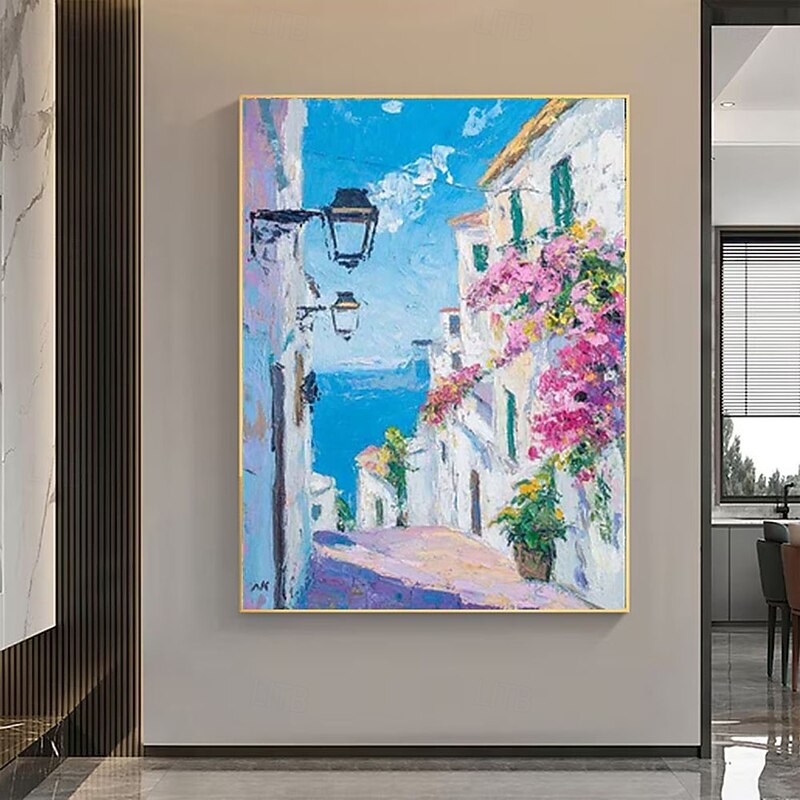 Handmade abstract street art oil painting France Paris City Landscape oil painting Oil painting of Street View of Paris City People walking in the bustling streets of Paris frame painting4