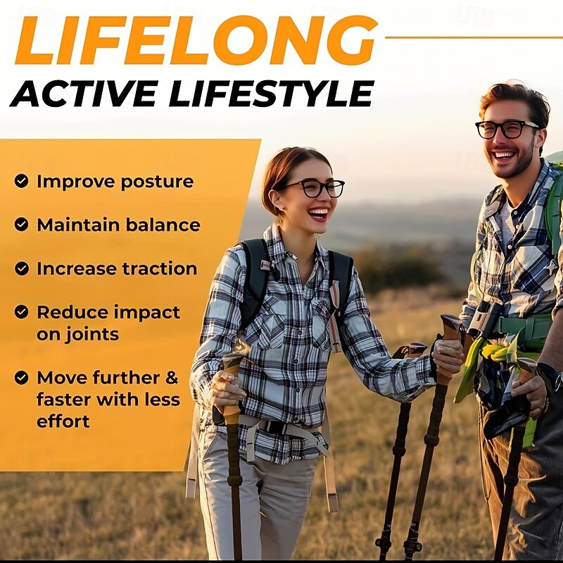 2pcs Ultra Light Aluminum Trekking Poles  Durable Multifunctional Telescopic Hiking Stick for Men's and Women's3