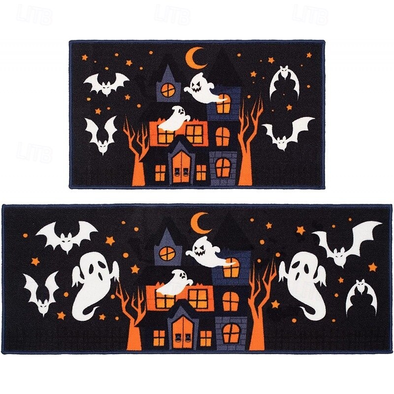 2pcs Halloween Kitchen Rugs and Mats Non-Slip Anti-Fatigue Kitchen Rug Set for Entryway ,Kitchen and Laundry4